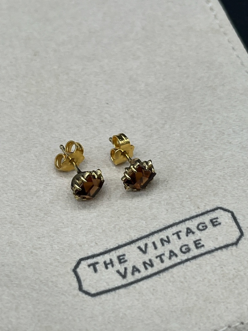 Vintage K&L signed Smokey topaz earrings